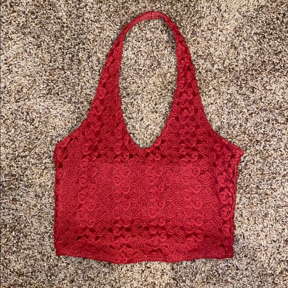 Red halter top